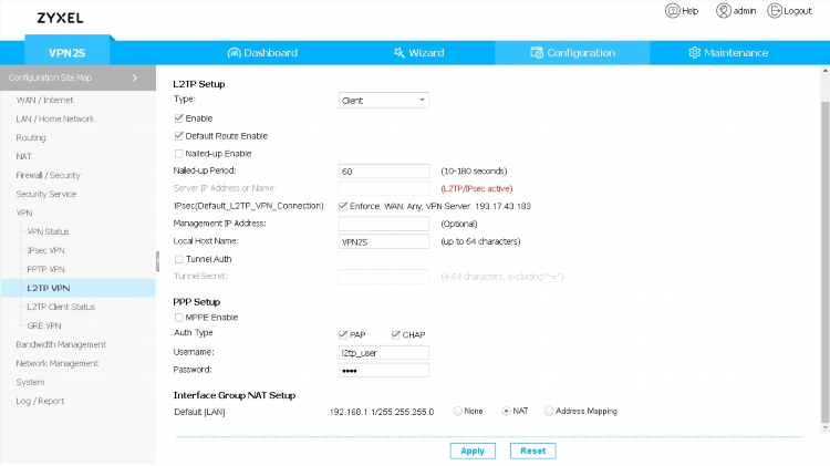 Keenetic настройка vpn l2tp